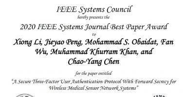KSU Professor Wins Best Paper Award from a Prestigious IEEE Journal
