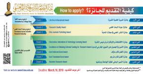 آخر موعد للتقديم على جائزة جامعة الملك سعود للتميز العلمي 9رجب 1440هـ الموافق 16مارس2019م