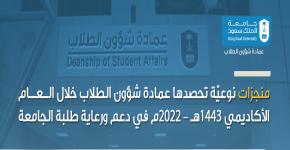 حصاد منجزات عمادة شؤون الطلاب للعام الأكاديمي 1443هـ 2022م