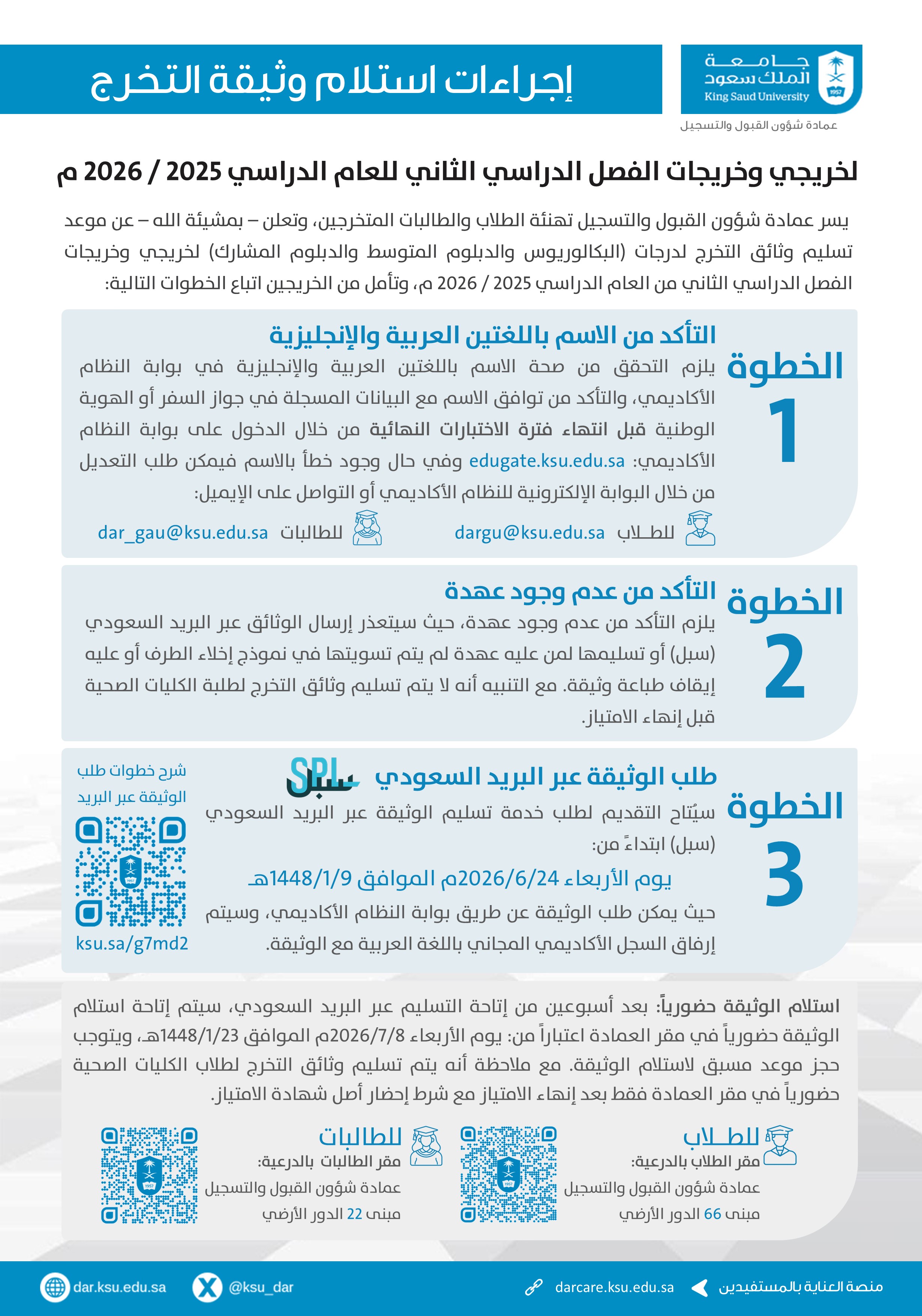 اجراءات استلام وثيقة التخرج