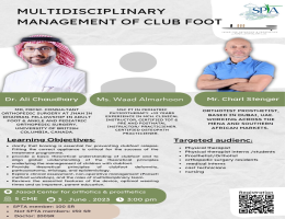 تتشرف الجمعية السعودية للعلاج الطبيعي فرع الشرقيه دعوتكم لحضور محاضرة بعنوان " علاج حنف القدم بمنظور متعدد الاختصاصات"
