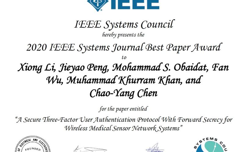 KSU Professor Wins Best Paper Award from a Prestigious IEEE Journal