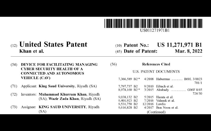 King Saud University Gets a US Patent on Automotive Cybersecurity